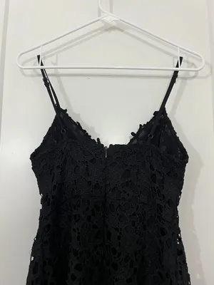 ASTR Small Black Eyelet Lace Cutout Midi Dress thumbnail 10