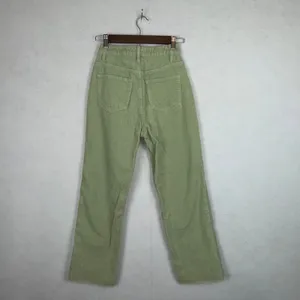 PacSun 90s Boyfriend Corduroy Pants Womens 24 Sage Green High Waisted Raw Hem thumbnail 5