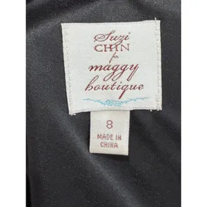 Suzi Chin for Maggy Boutique Black White Lace Overlay Sheath Dress 3/4‎ Sleeve 8 thumbnail 3