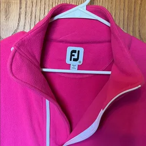 FOOTJOY Fleece Jacket‎ Women Medium Hot Pink Asymmetrical Zip Thumbholes Golf thumbnail 3