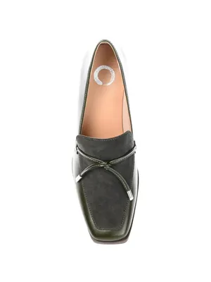 NWT Journee Collection Womens Crawford Block Heel Loafer Pumps Olive Green 7M thumbnail 3