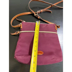 Dooney & Bourke Nylon Crossbody Bag Plum Burgundy Tan Leather Trim Duck Logo thumbnail 2