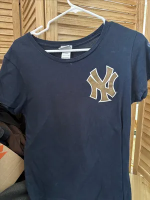 Majestic Ladies Yankees Jeter Navy Tee with Metallic Logo Large thumbnail 1