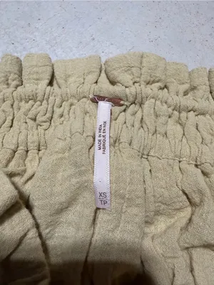 Free people Smocked Drawstring Bandeau Top strapless Pale Yellow XS thumbnail 4