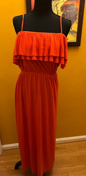 Olive & Oak Orange Flounce Sundress Size Medium  thumbnail 1