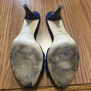 White House Black Market Prescot Blue Snakeskin Slip On Heels Size 8.5M thumbnail 6