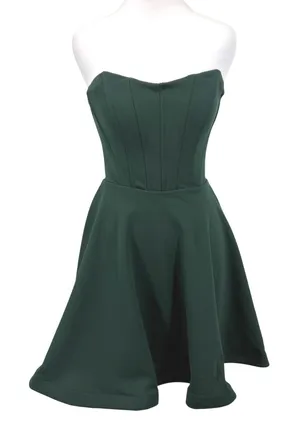 B. Darlin Forest Green Strapless Corset Bodice Skater Dress 4XGY330 Size 1/2‎ thumbnail 1