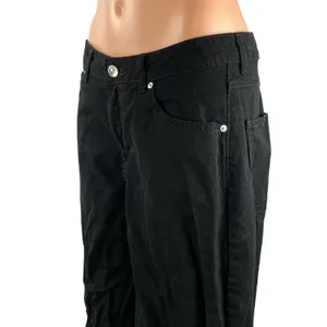 H&M Women's Black High Waisted Wide Leg Baggy Y2k Relaxed Denim Jeans Size 6 thumbnail 2