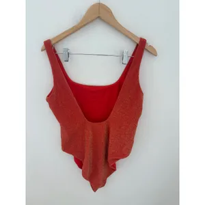 Aerie‎ Real Good Red Gold Shimmer One Piece Cheekiest Swimsuit XL Square Neck thumbnail 2