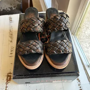 Freebird ginger braided distressed black leather sandals thumbnail 2