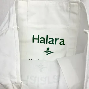 Halara Logo Canvas Tote Bag Womens Size OS White Green Gym Reusable Cotton Large thumbnail 3