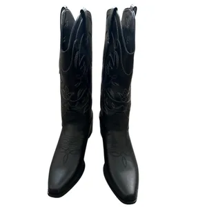 IUV Women’s Size 10 Black Leather Cowboy Cowgirl Boots Embroidered Pointy Toe thumbnail 2