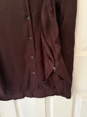 Gap NWT!! Women’s Satin Relaxed Button Down Shirt in Chocolate Brown thumbnail 7