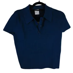 Aerie OFFLINE Short Sleeve‎ Knit Polo Sweater Navy Blue M NWT 1301-2188 thumbnail 1
