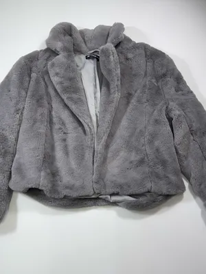 Allegra K Gray Plush Teddy Jacket with Cozy Collar thumbnail 2