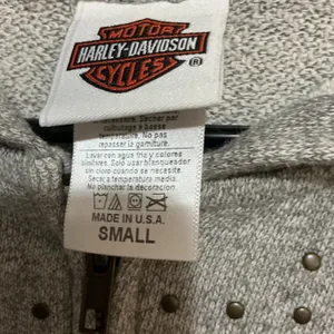 Harley Davidson Studded Zip Up‎ Hoodie Jacket Womens Small Grey Smokin Chicago thumbnail 4