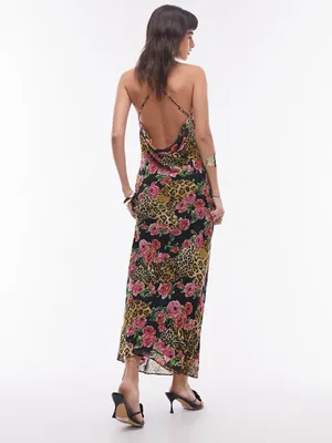 NWT Topshop Cami Slip Midi Dress in Leopard and Rose Print Size 2 thumbnail 5