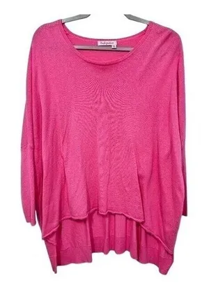 Fresh Produce Pink Cashmere Sweater Relaxed‎ Fit Dolman Sleeve Casual Cozy thumbnail 1