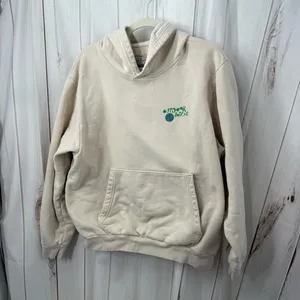 Outdoor Voices Women’s Small Doing Good Things Cream Logo Hoodie Sweatshirt thumbnail 1
