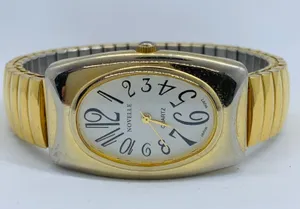 Novelle womens 27mm gold tone Quartz analog watch white dial 6.5” runs thumbnail 1