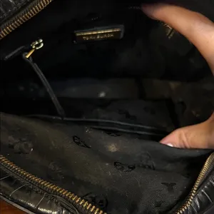 Tory Burch Croc Embossed Black Leather Mini Backpack Purse Gold Logo Casual Luxe thumbnail 15