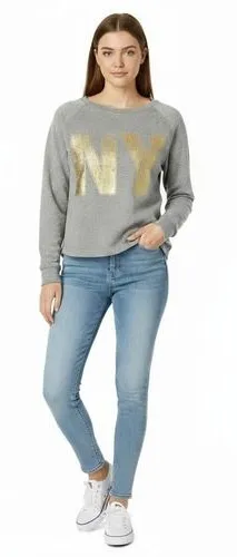 Aeropostale Womens Size XL NY Crewneck Sweatshirt‎ Grey Distressed Graphic Y2K thumbnail 1