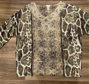Chico’s Beaded Boho Chic Top Size 3 (Chico’s size) or XL (Regular size) thumbnail 1