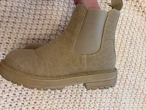 Dunes Chelsea Boots Size 8 Khaki Canvas Lug Sole thumbnail 3