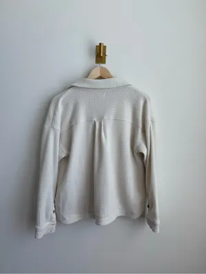Madewell Waffle Knit Shirt Jacket Antique Cream Shacket Women's Medium NI105 thumbnail 9
