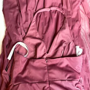 Azazie‎ Cabernet Burgundy Halter V-Neck Rosette Wide Leg Formal Jumpsuit A0 thumbnail 5