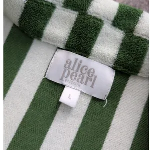 Alice Pearl Brooklyn Weekend‎ Top in Green Stripe Size Large Womans thumbnail 5