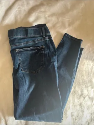 EUC Maurices Maternity Dark Blue Stretch Denim Jeggings with Overband thumbnail 8