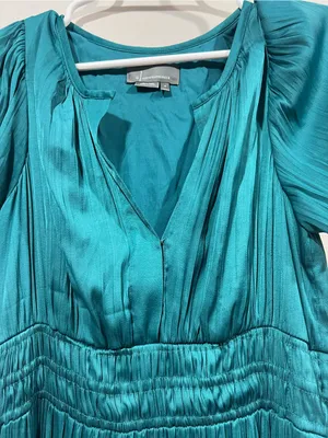 Anthropologie The Somerset Teal V-Neck Tiered Maxi Dress Medium thumbnail 5