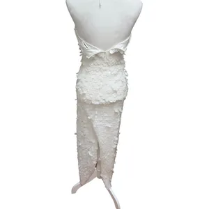 The New Arrivals White Sequin Embellished Halter Maxi Dress Bridal Size 36 thumbnail 5
