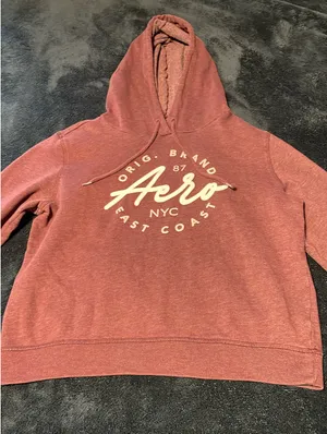 Aeropostale Hoodie Maroon Cropped Medium  thumbnail 1