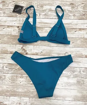 NWT Zaful Ribbed Front Closure 2-pc Bikini Set S thumbnail 2