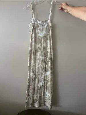 Zara Beige and White Tie-Dye Slip Maxi Dress thumbnail 2