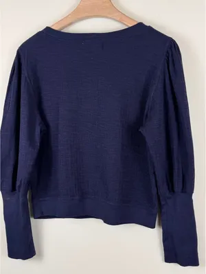 Apiece Apart Olimpio Puff Sleeve Sweatshirt Blue Cotton Women’s XL thumbnail 5