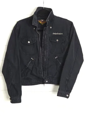 Harley-Davidson Black Women's Jean Jacket with Snap Pocket size S thumbnail 3
