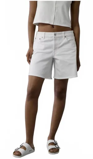 AE 8" Dreamy Drape Stretch Low-Rise Baggy Jort American Eagle NWT White Size 18 thumbnail 1