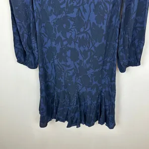 NEW Madewell Puff Sleeve Flare Mini Dress Alexis Floral Navy Viscose US 8 thumbnail 14