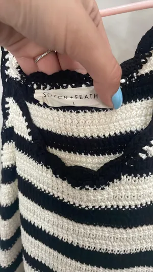 Stitch and feather stripped knitted tank thumbnail 2