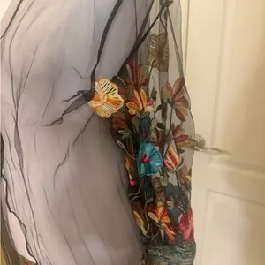 Beautiful Multi color Floral Embroidered Sheer Kimono/duster thumbnail 2
