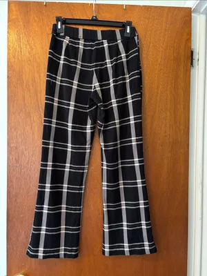 J & L Atelier Black Plaid Wide-Leg Size Small Trousers thumbnail 2