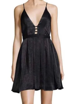 Gabby Party Satin Black Mini Dress thumbnail 2