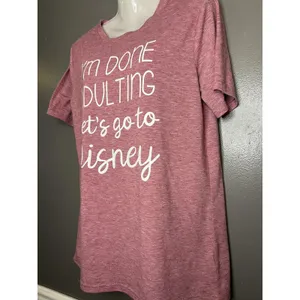 Source Unknown I'm Done Adulting Lets Go To Disney Shirt Womens Medium Pink Graphic Tee Casual thumbnail 3
