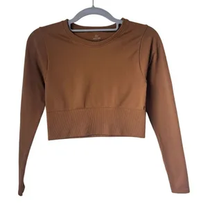 Aerie Offline Brown Cropped Long Sleeve - XS thumbnail 1