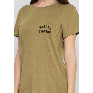 Harley Davidson Women’s Large T Shirt Olive Tour Of Duty Pocket Relaxed Fit Tee thumbnail 1