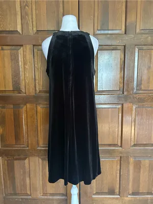 Betsey Johnson Black Velvet Halter Swing Dress Womens Size 10 Cocktail Party LBD thumbnail 4