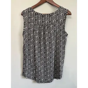 LOFT Womens Tank Top Black White Print Pocket Size‎ S Casual Summer thumbnail 5